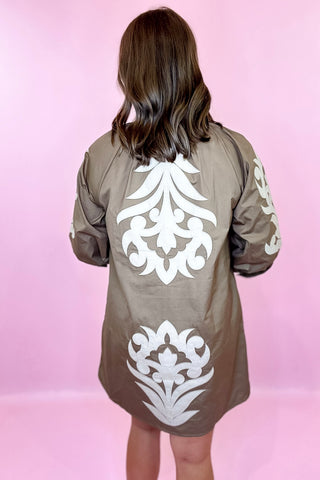 Always On My Mind Embroidered Mini Dress - Brown