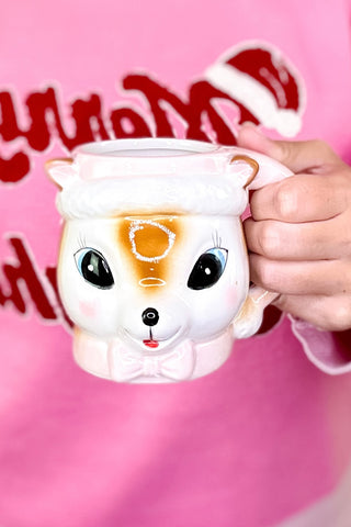 Reindeer Holiday Mug - Pink