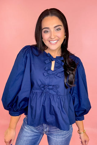 Simply Obsessed Bow Top - Cobalt Blue