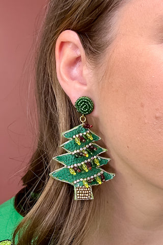 Christmas Tree Tassel Earrings