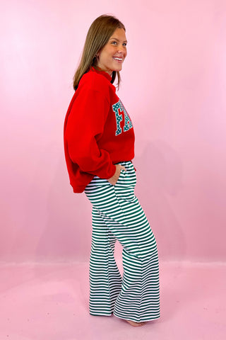 Cozy Holiday Striped Lounge Pant - Green