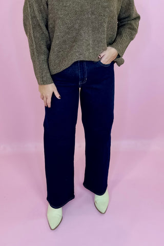 Demi Mid Rise Loose Straight Jean - Super Dark