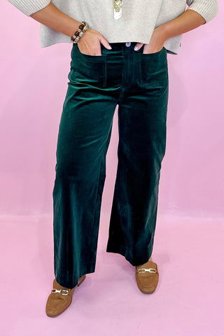Wide Leg Corduroy Pant - Hunter Green