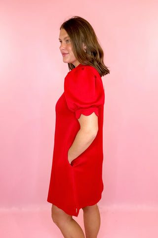 Read The Signs Scuba Knit Mini Dress - Red