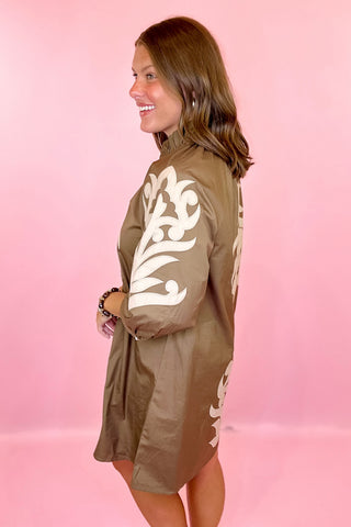 Always On My Mind Embroidered Mini Dress - Brown