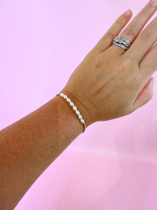 Petite Rice Pearl Row Bracelet