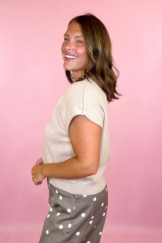 You Already Know Short Sleeve Sweater - Champagne