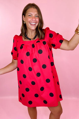 Right On Time Polka Dot Mini Dress - Red/Black