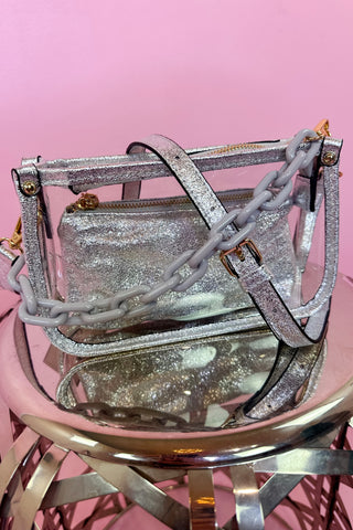 Jessica Clear Crossbody - Silver Glitter