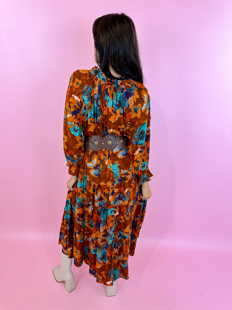 fall floral midi dress