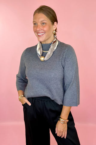 A Better Day Mock Neck Sweater Charcoal