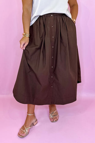 A Better Plan Midi Skirt Brown