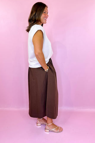 A Better Plan Midi Skirt Brown