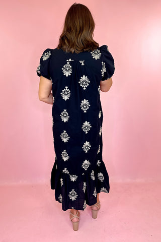 A Bright Outlook Floral Midi Dress Black