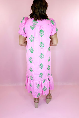 Floral Midi Dress Pink