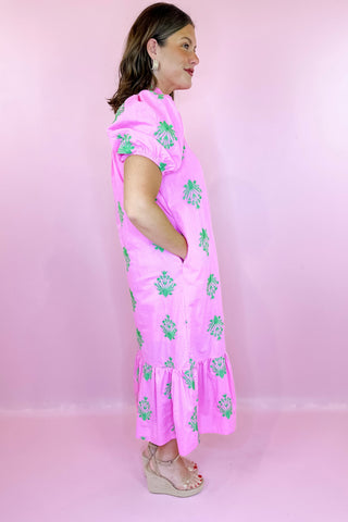 Floral Midi Dress Pink