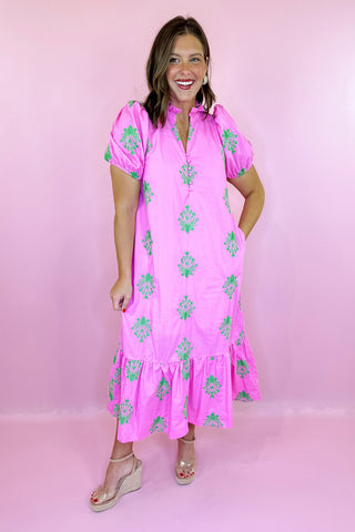 Floral Midi Dress Pink