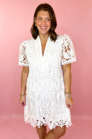 A Little Love Lace Mini Dress White