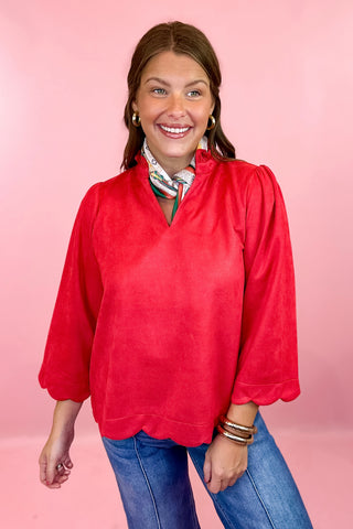 Suede Top Red