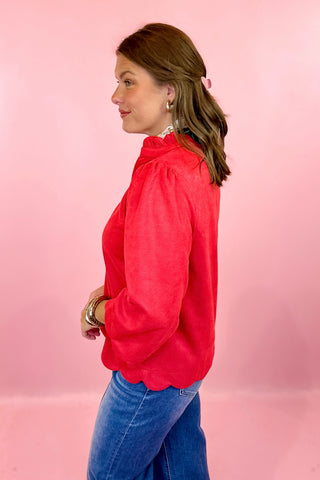 Suede Top Red