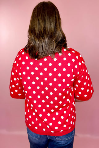 Oversized Polka Dot Sweater Top Red