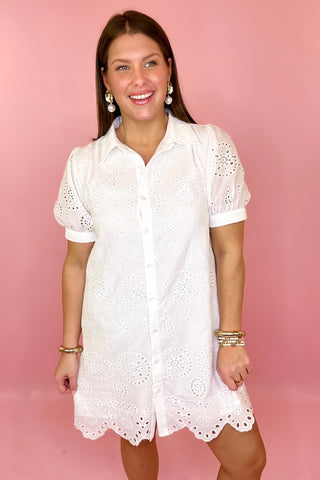 Eyelet Mini Dress White