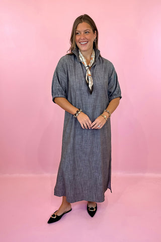 Denim Midi Dress Chesnut