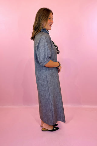 Denim Midi Dress Chesnut