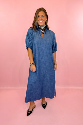 Denim Midi Dress Indigo