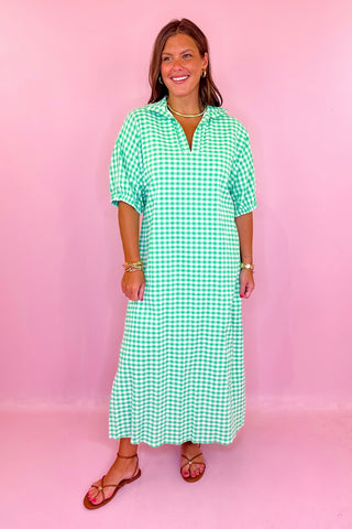 Adrienne: Blakely Midi Dress - Green Apple Gingham