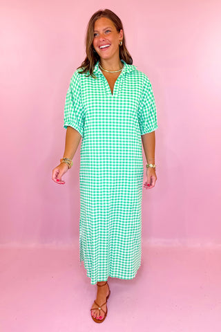 Adrienne: Blakely Midi Dress - Green Apple Gingham