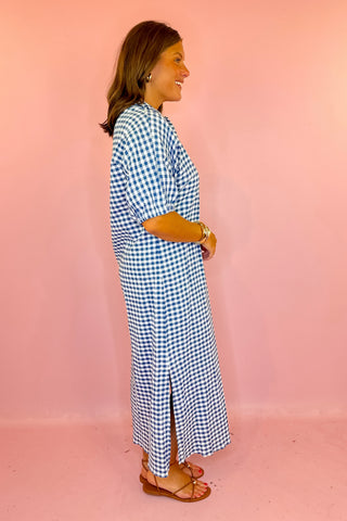 Adrienne: Blakely Midi Dress - Navy Gingham