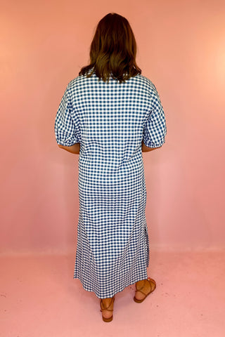 Adrienne: Blakely Midi Dress - Navy Gingham