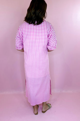 Adrienne Blakely Midi Dress Pink Gingham