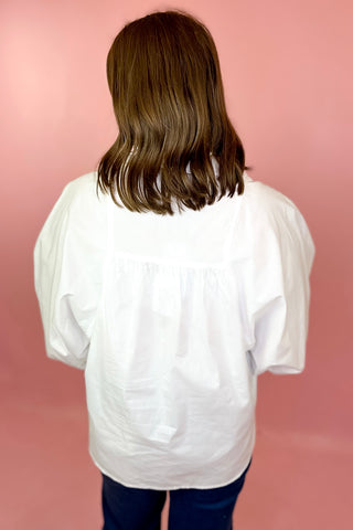 Adrienne: Brooks Batwing Button Up Top White