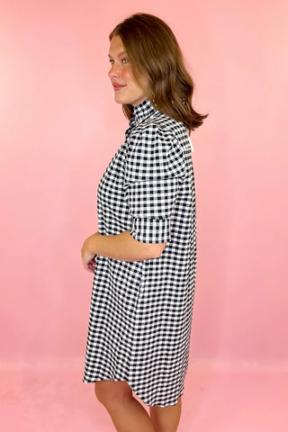 Adrienne Callie Gingham Mini Dress Black