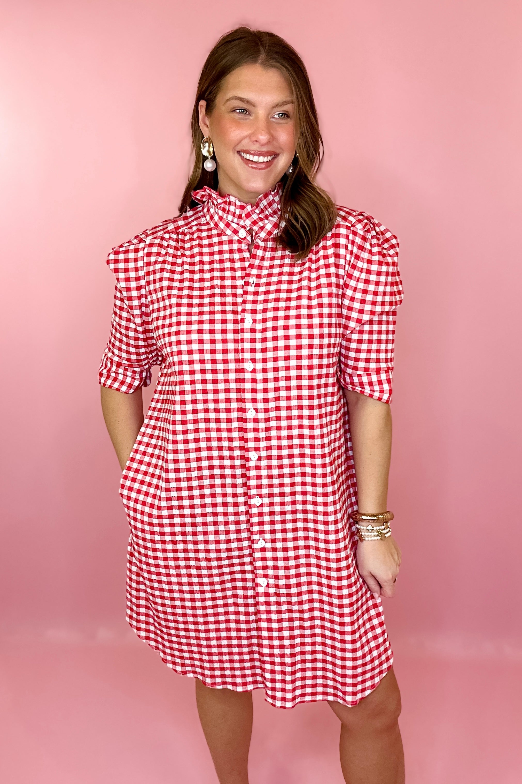 Adrienne: Callie Gingham Mini Dress