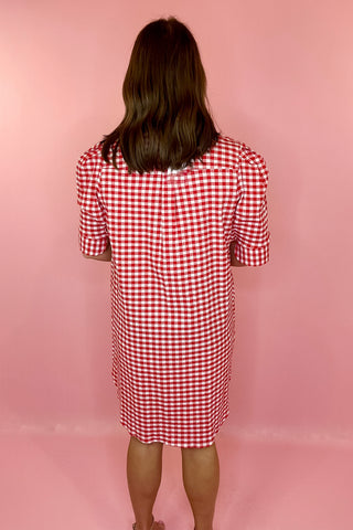 Adrienne Callie Gingham Mini Dress Red