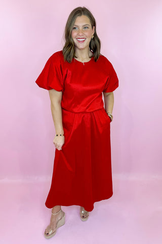 Adrienne Davina Taffeta Midi Skirt