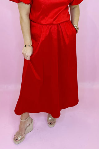 Adrienne Davina Taffeta Midi Skirt