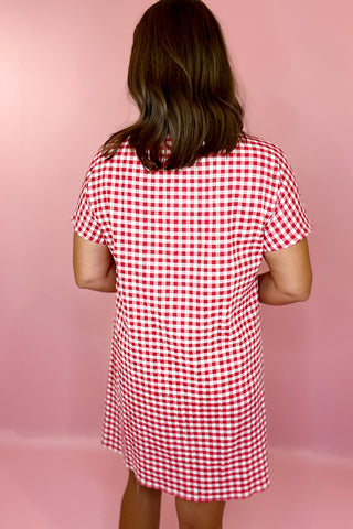 Adrienne: Emma Gingham Mini Dress Red