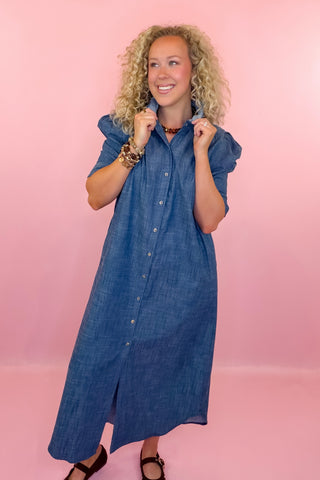 Adrienne Denim Midi Dress Indigo