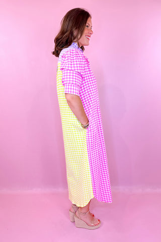 Adrienne: Nina Floral Midi Dress Multi Seer Gingham
