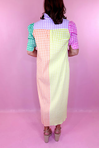 Adrienne: Nina Floral Midi Dress Multi Seer Gingham