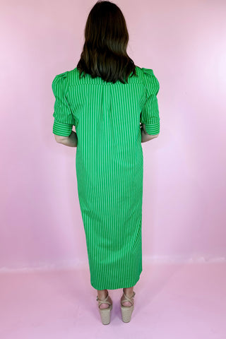 Adrienne Nina Striped Midi Dress Kelly Green