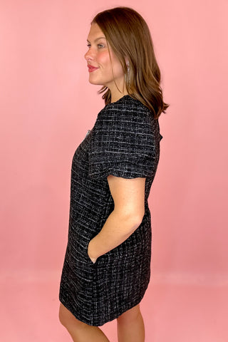 Adrienne Vivienne Tweed Puff Sleeve Dress