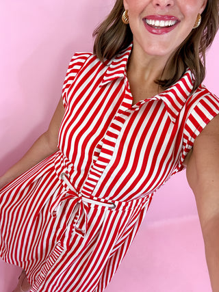 Afternoon Like This Striped Midi Dress Red