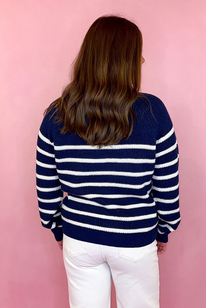 Navy striped sweater knit