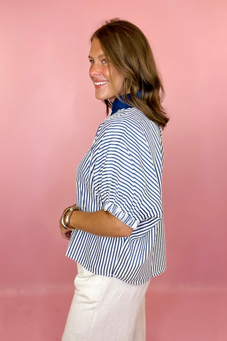 All Smiles Striped Top Indigo