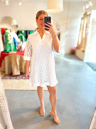 Eyelet Mini Dress White